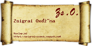 Zsigrai Oxána névjegykártya