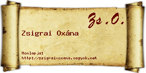 Zsigrai Oxána névjegykártya